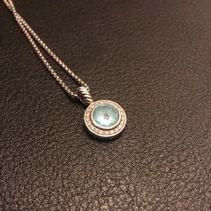 David Yurman Blue Topaz & Diamond Cerise Necklace